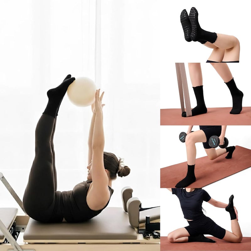 CoolMate Store Pilates Socks with Grips for Women, Yoga Socks, Crew Non Slip Women for Barre, Pilates Gifts - Image 3